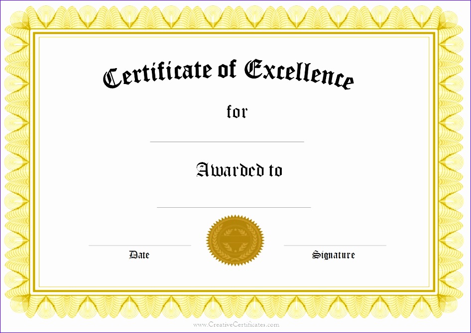 Epic Certificate of Excellence Template Example with 494m4 epic certificate of excellence template example with classic font and gold geometric pattern 946670