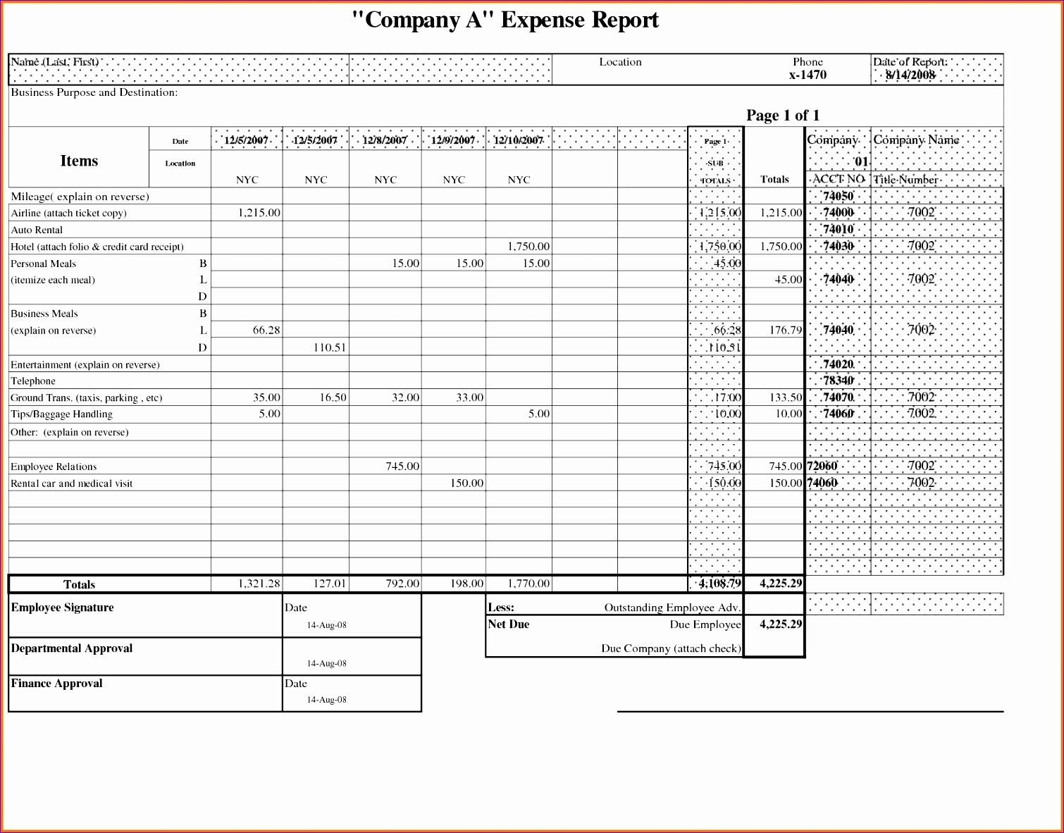 expense report templates