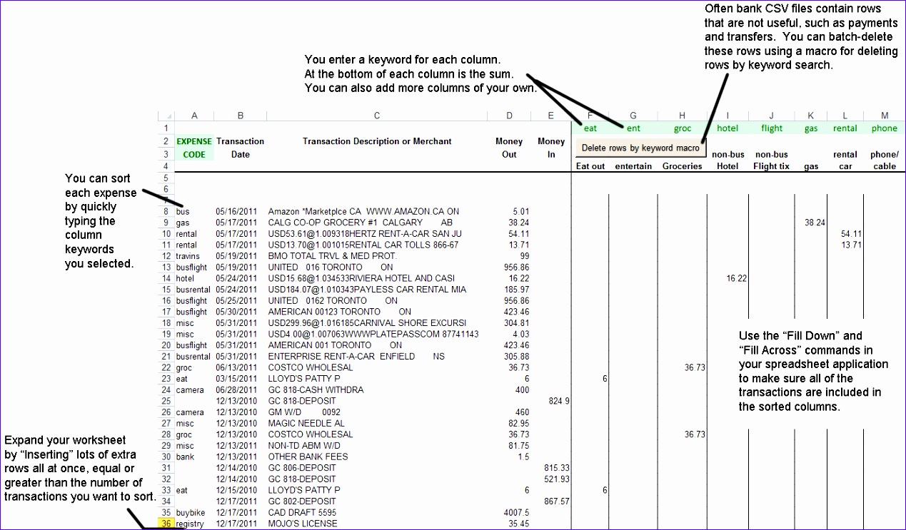 tax tricks join multiple csv files remove duplicate lines and a spreadsheet trick to very quickly sort business transactions by keywords you choose 1269743