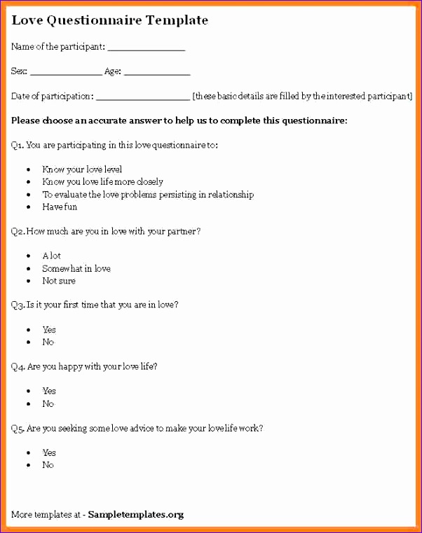 8 format of a questionnaire