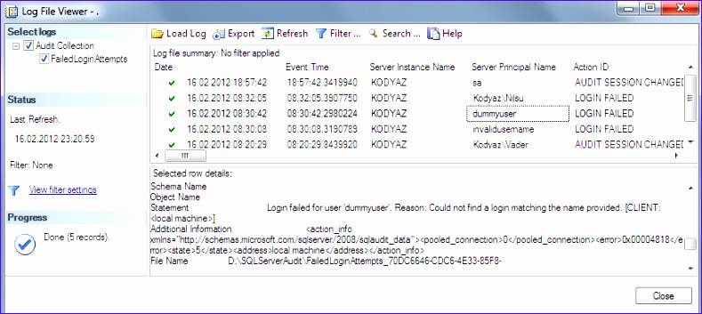failed login auditing using sql server audit tool 789353