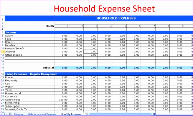 household expense tracker spreadsheet template 655394
