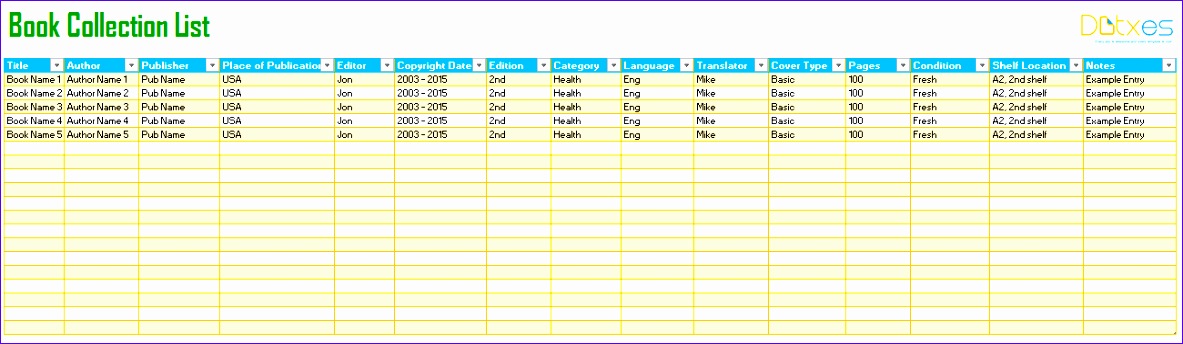 book tracking list template 1183344