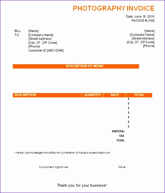 photography invoice template 693 527616