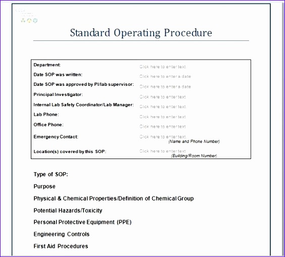 standard operating procedures template 564509