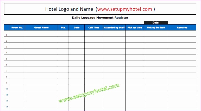 340 bell desk daily luggage movement register 772425