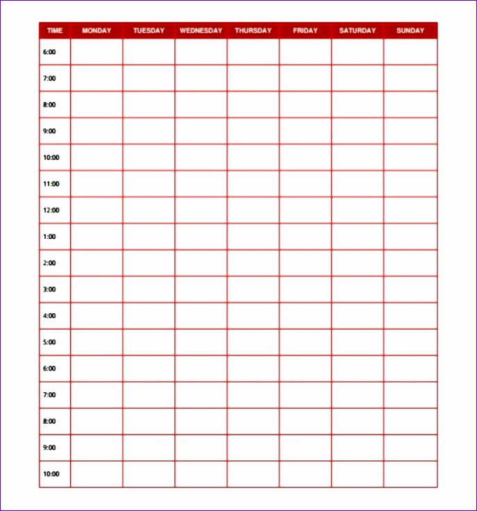 blank daily employee schedule template 687736