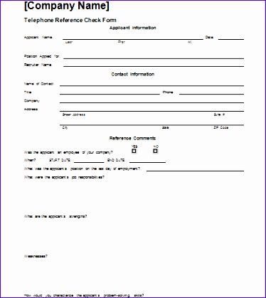 telephone reference check form template 374419