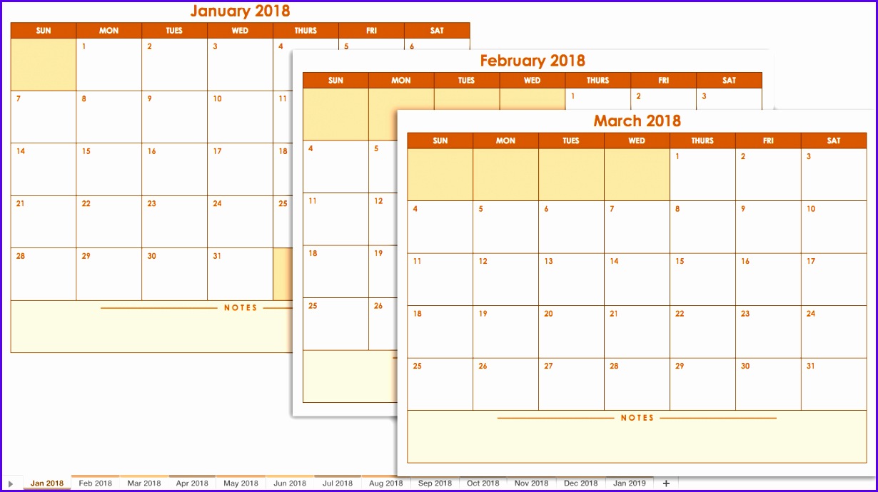 2018 Blank Monthly Calendar Landscape Template 1230690