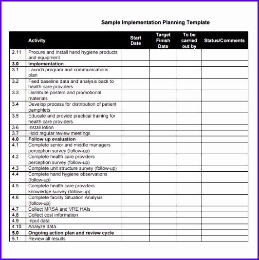 Sample Implementation Planning Template 532533