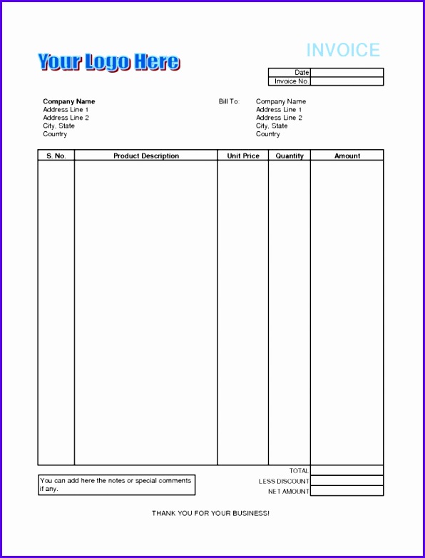 Excel Billing Invoice Template Billing Invoice Form Sample 596782