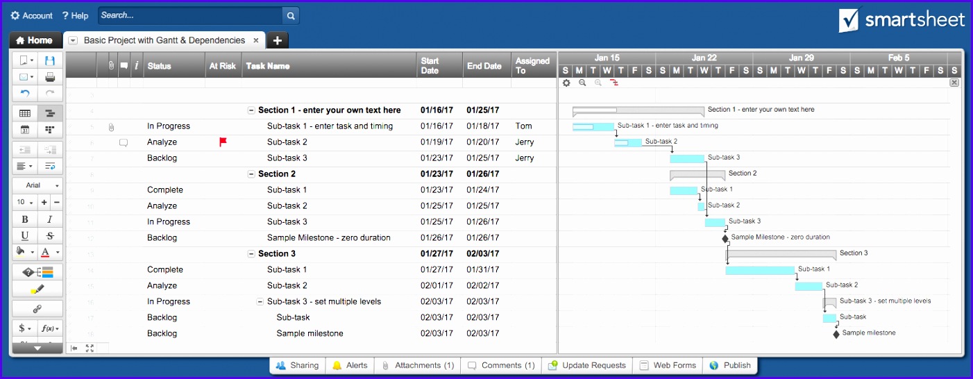 gantt chart project template smartsheet