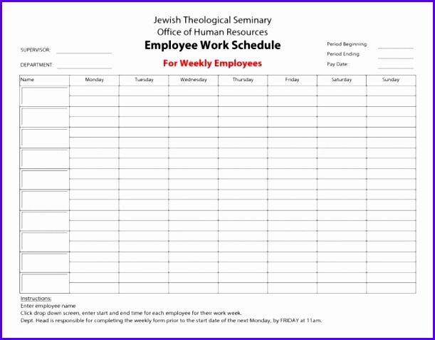Weekly Employee Shift Schedule Template Excel And Work Hourly Schedule Template Weekly Template Medium 611477