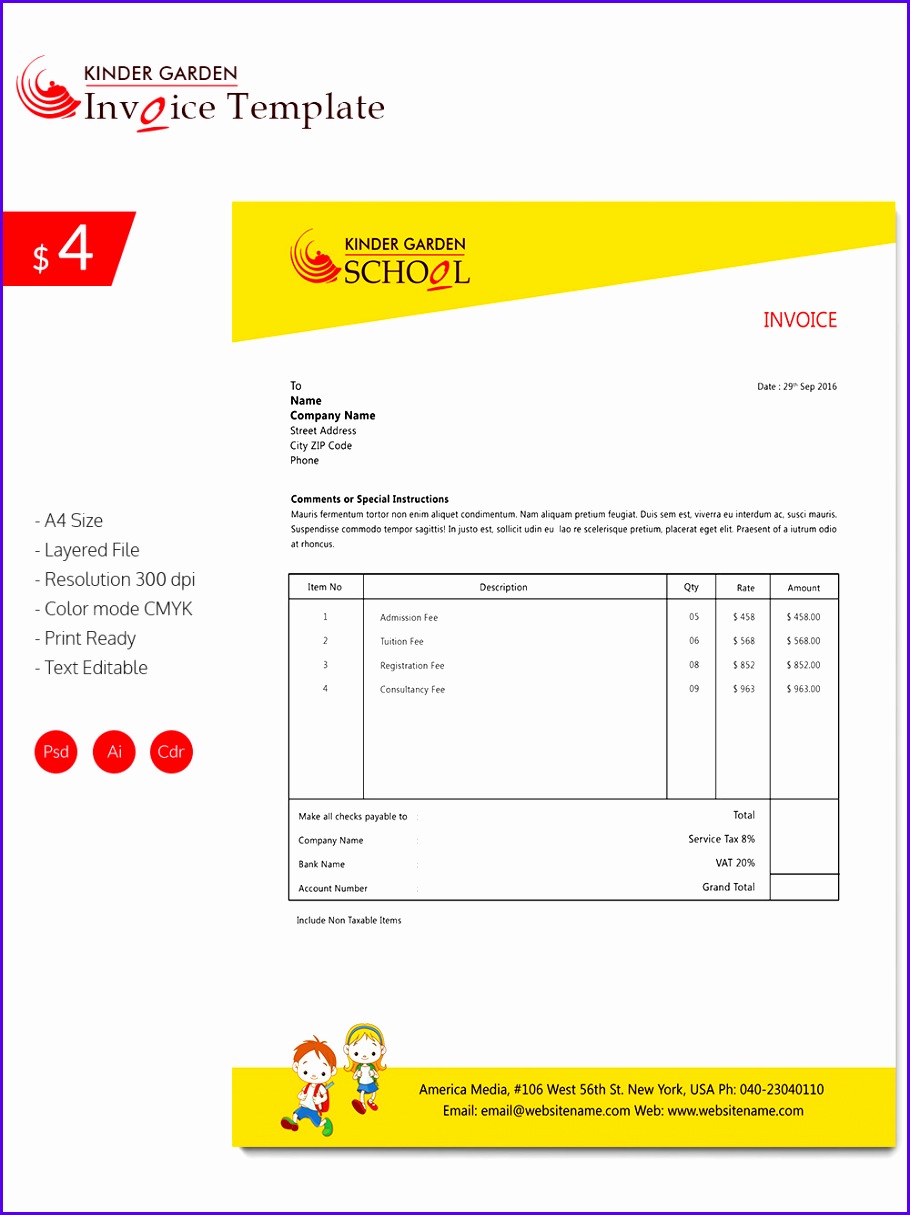 Enticing Kindergarten School Invoice Template Invoice Template for Mac line Mac is a system 9101215
