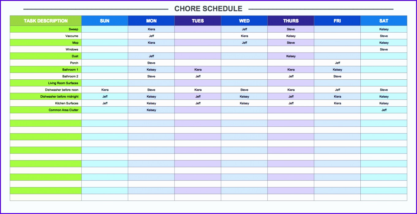 Chore Schedule Template 1362701