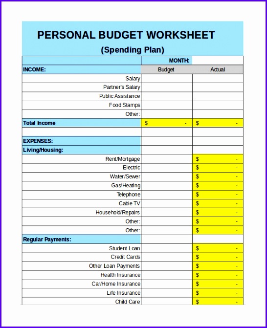 Free Personal Bud Template 9 Free Excel Pdf Documents 546671