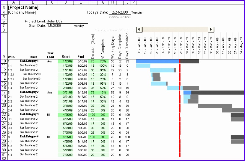 Excel Gantt Chart Template "