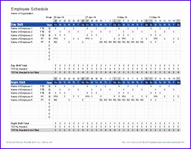 Employee Schedule Template for Excel 728568