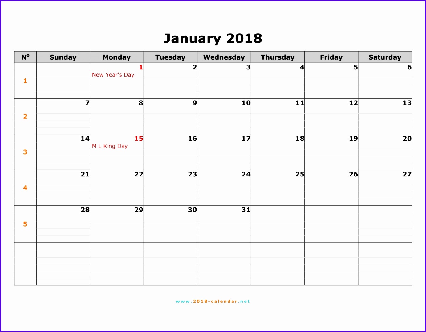 Printable 2018 Calendar 853f9 sunday 2018 calendar 1 13831080