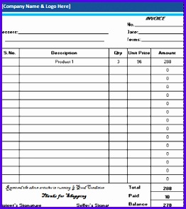 Sales Invoice Format in Excel Free Download 262294