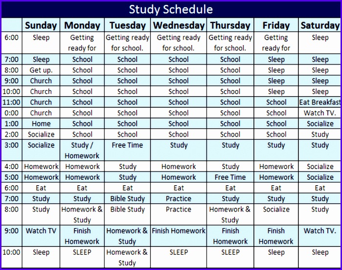Study Schedule Template 699551
