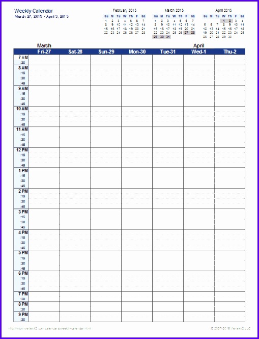 Excel Weekly Calendar Template 509665