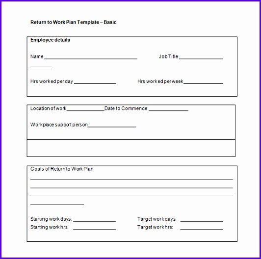 Return to Work Plan Word Tempate Free Download 532528