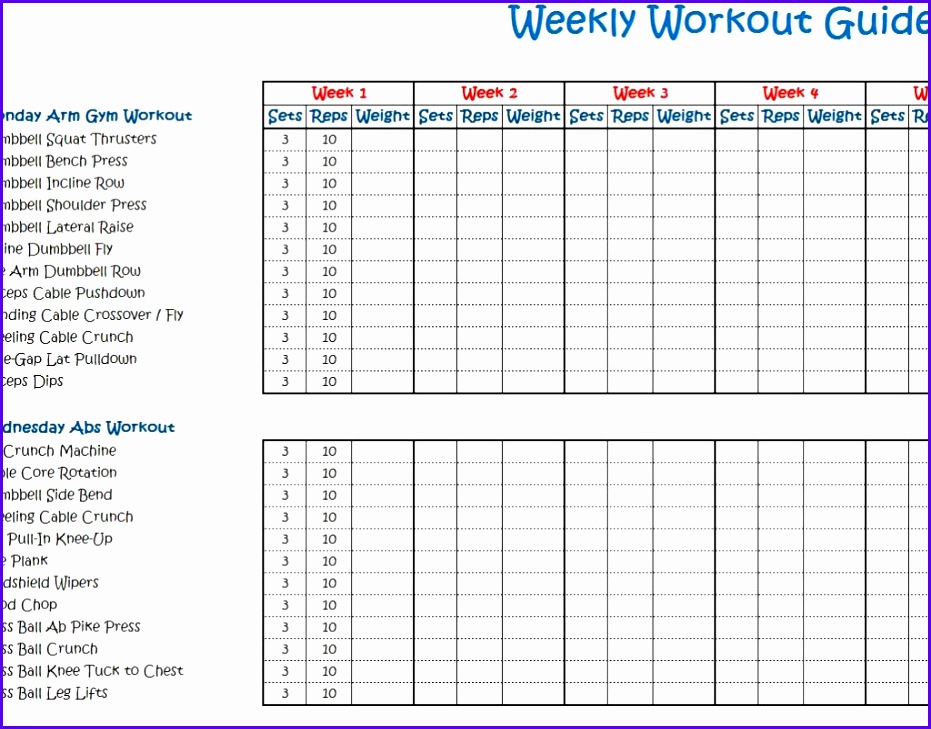 Home · Personal Template · Weekly Workout Program Schedule Template Doc And Excel 931729