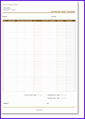 Insurance Asset Tracker Excel template for Micorsoft fice Excel 298420