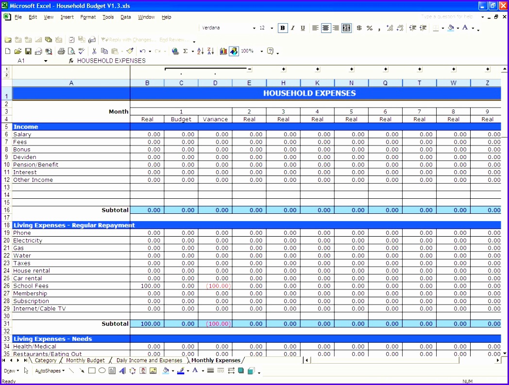 Blank Monthly Spreadsheet Business Expense Forms Free Bud Expense Report Simple Personal Bud Template Excel Monthly 1048794