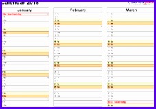 Template 5 Yearly calendar 2018 as Excel template landscape orientation 4 pages 227159
