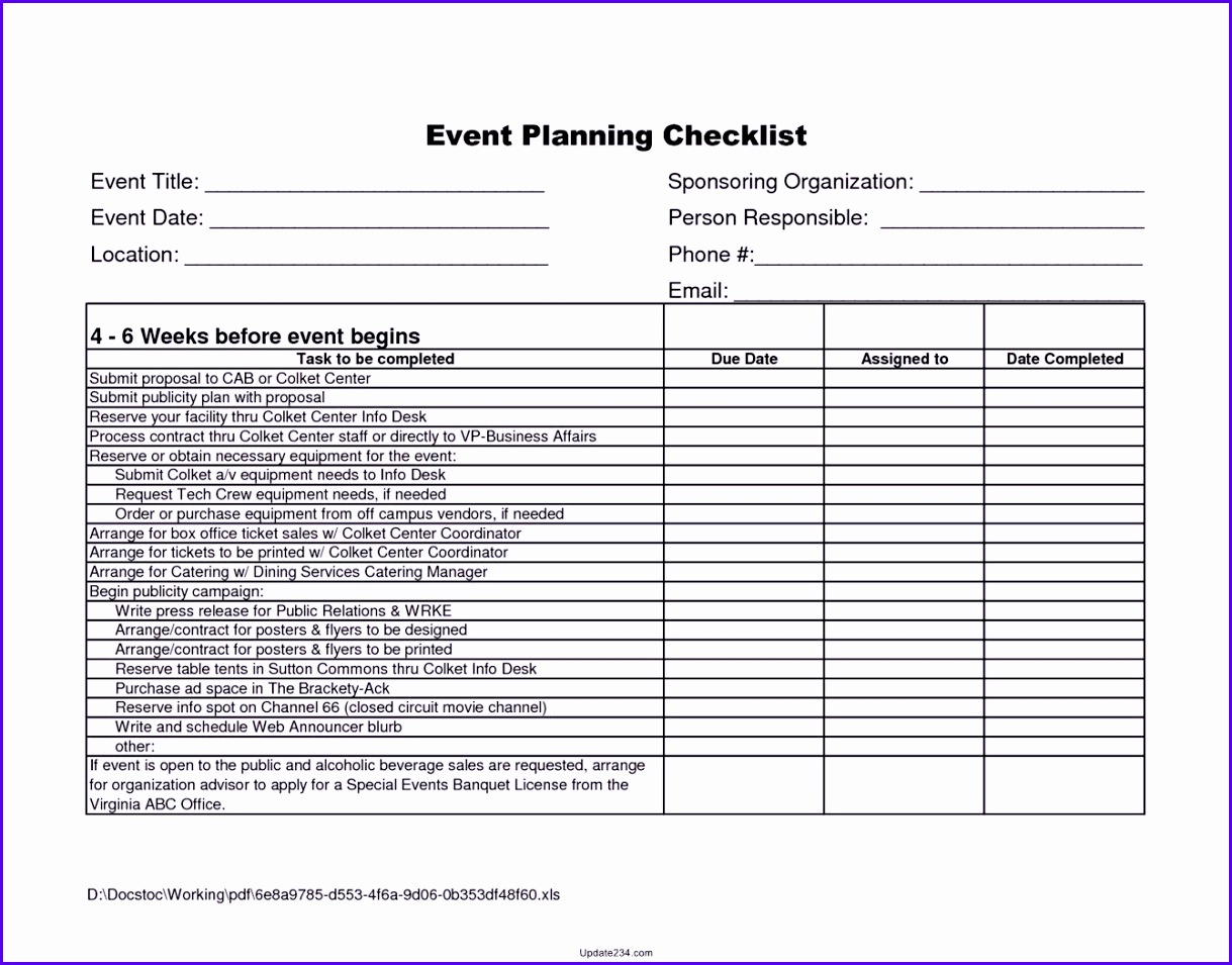 Party Checklist Template Excel Template Update234 Template 272n0 Party Checklist Template Excel 1219955