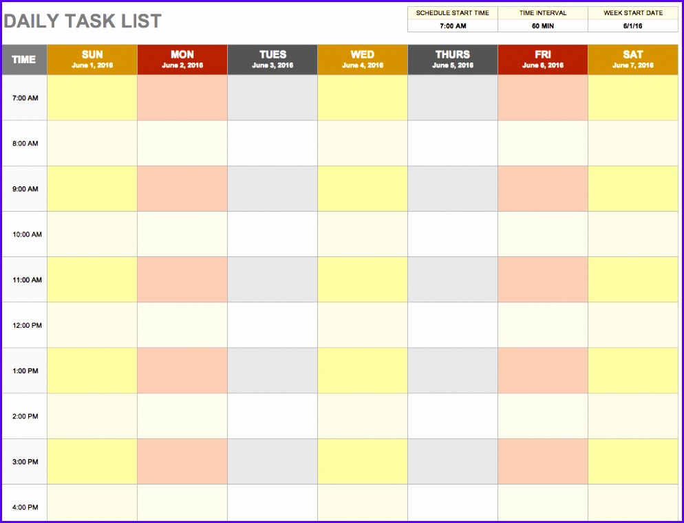 Daily Task List Template 994761