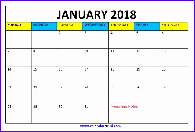 February 2018 Calendar Template Word Excel Blank