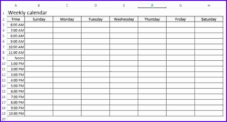 3 Excel Weekly Calendar Template 750404
