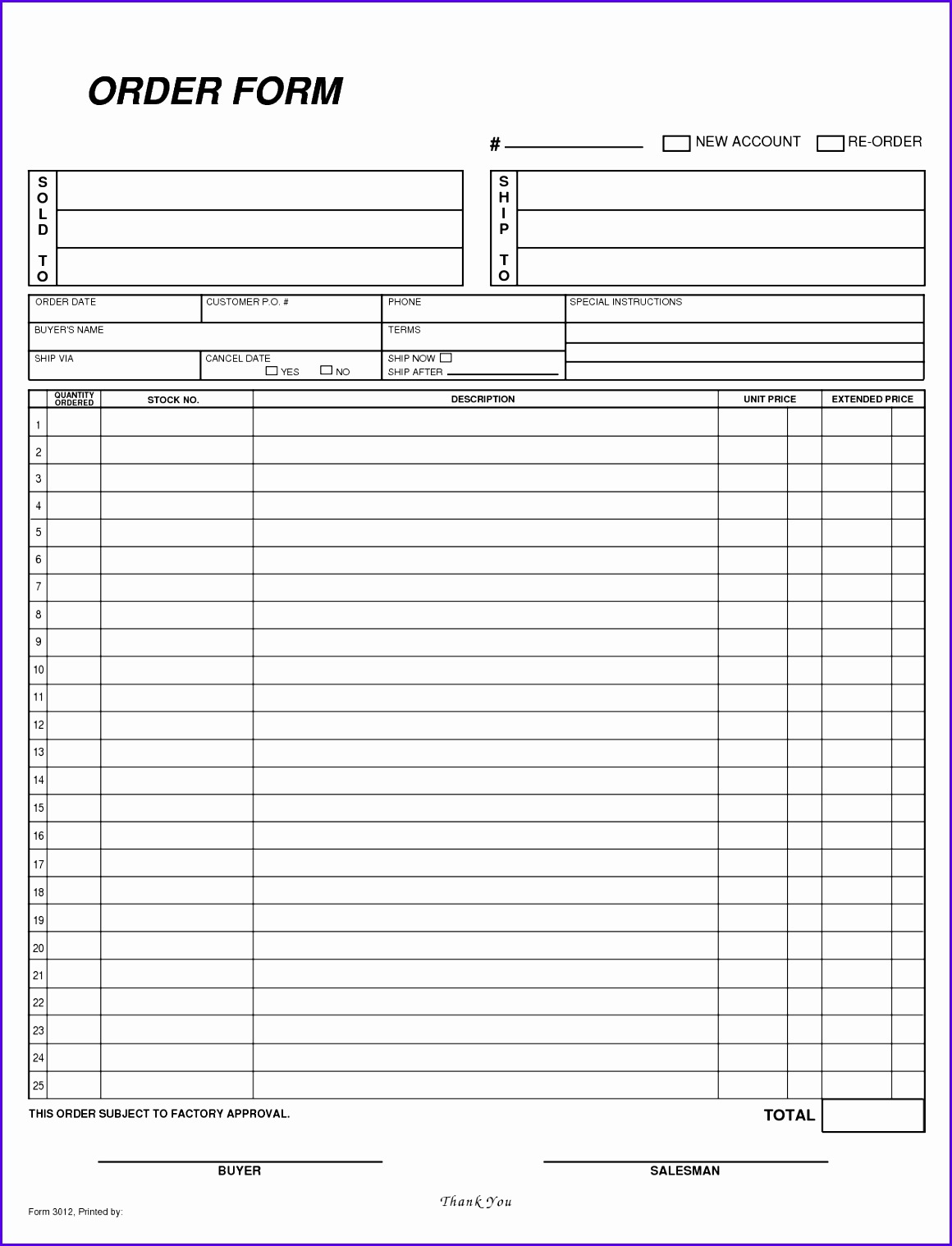 Free Blank Order Form Template 11601518