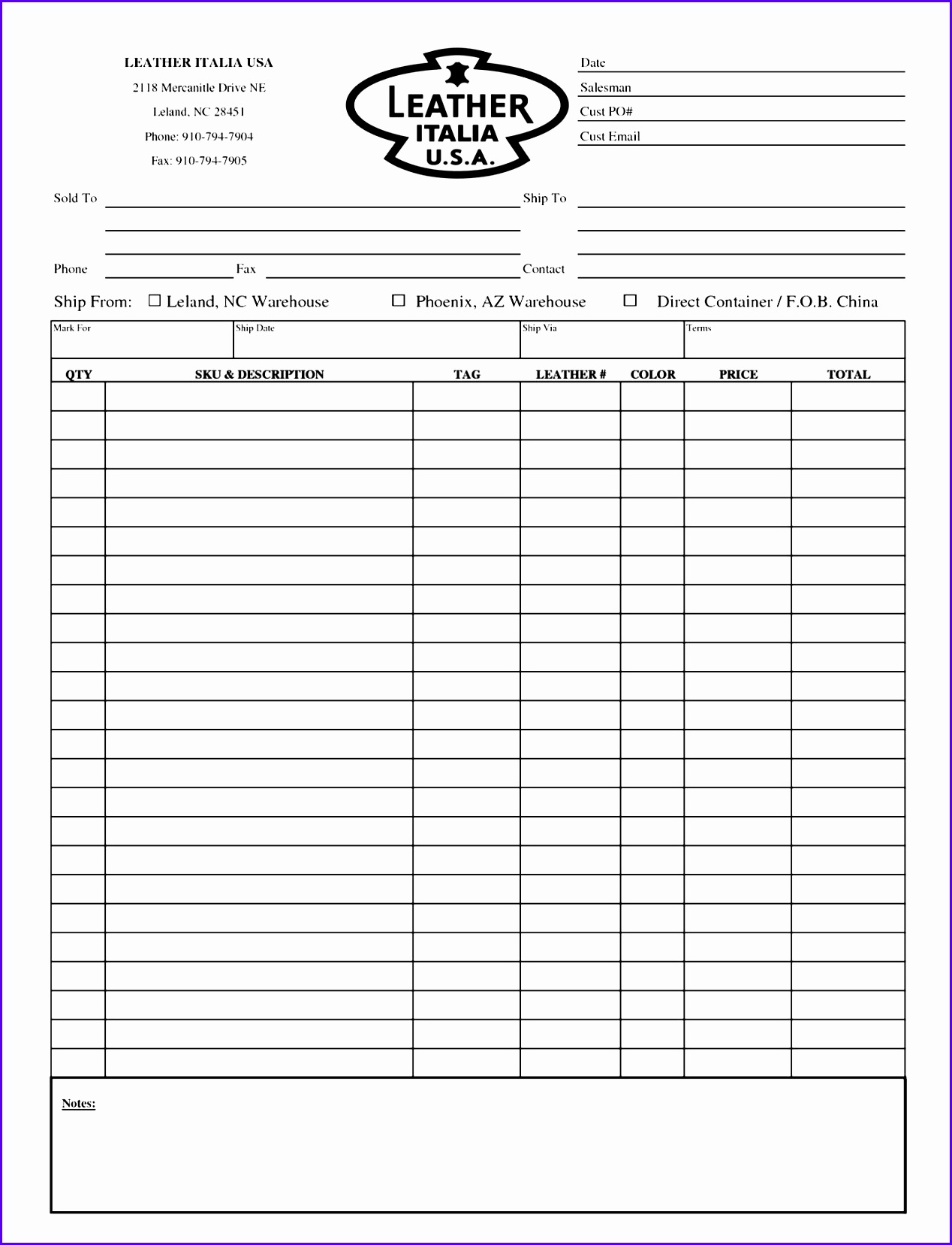 Blank Order Form Template Excel 12681657