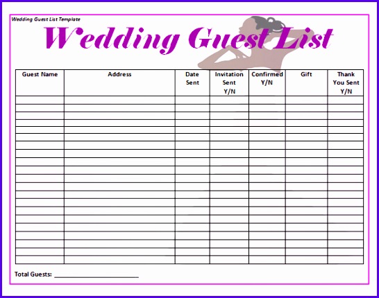 Wedding Invitation List Template Sample Wedding Guest List Template 15 Free Documents In Word Templates 546430