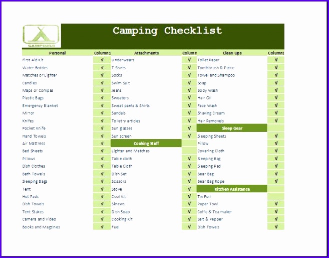 Camping necessities checklist template 657514