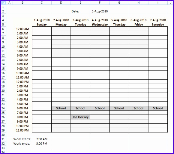 Schedule recurring events in a weekly schedule in excel Get Digital … 580514