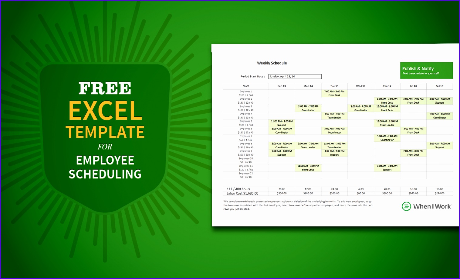 Free Excel Template for Employee Scheduling When I Work
