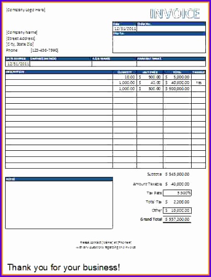 Microsoft Excel Invoice Template Download 414542