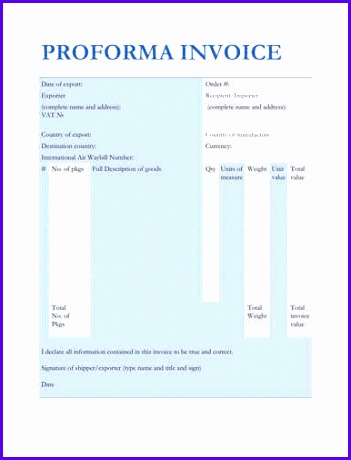 Blue banded row theme Proforma Invoice sample 351460