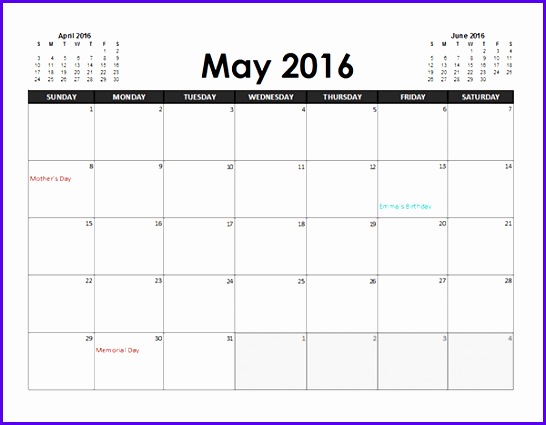 2016 Excel Calendar Planner 546425