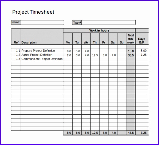 11 Project Timesheet Templates – Free Sample Example Format 532487