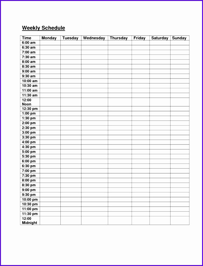 Free Weekly Class Schedule Template Excel 1 669874