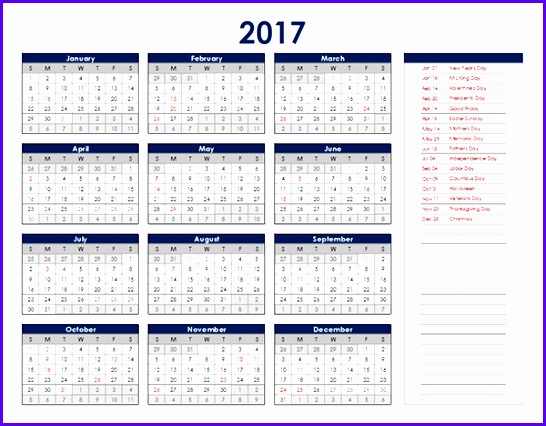 2017 Calendar Excel Uk 546426