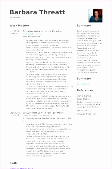 assistant to the president cv examples 364552