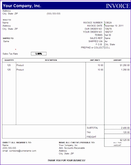 invoice template excel free 1277