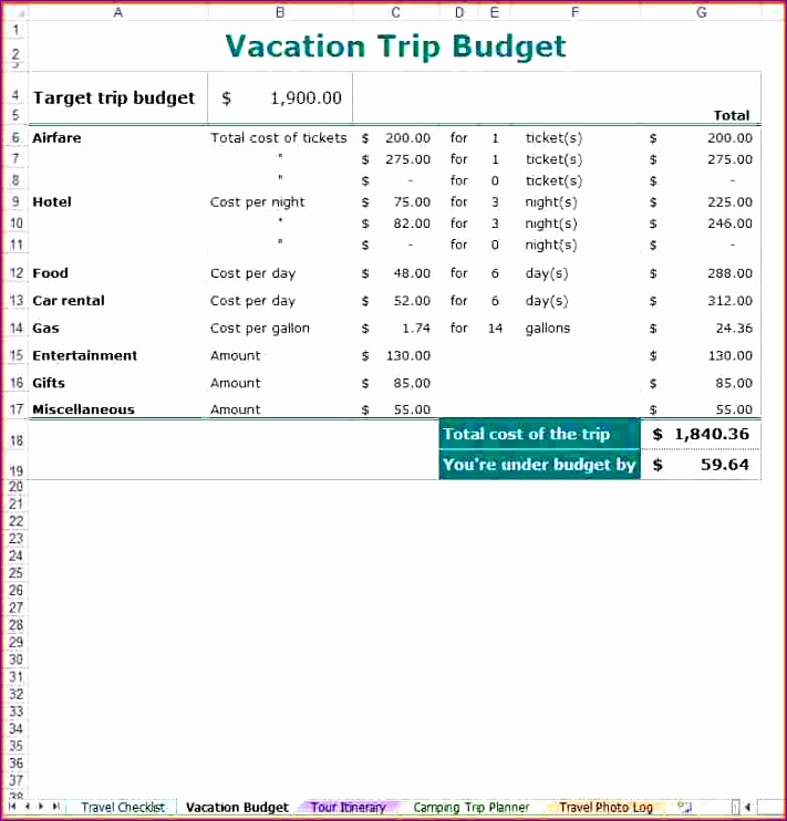 vacation bud planner 711742